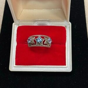 Nicky Butler NB BlueTopaz Sterling Silver Triple Star Band Ring SZ 9